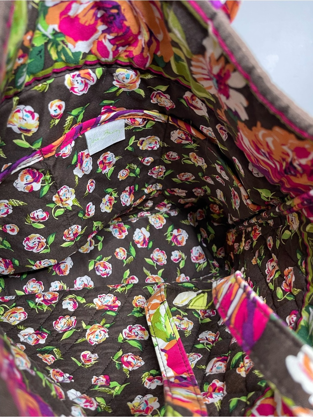 Vera Bradley Quilted Floral Tote in Brown, Pink and Orange - Picture 7 of 7